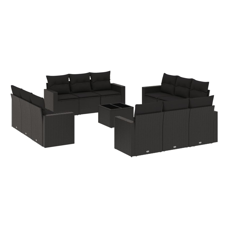 vidaXL 13 Piece Steel Sofa Set in Black