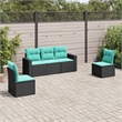 vidaXL 5 Piece Steel Sofa Set in Black/Blue