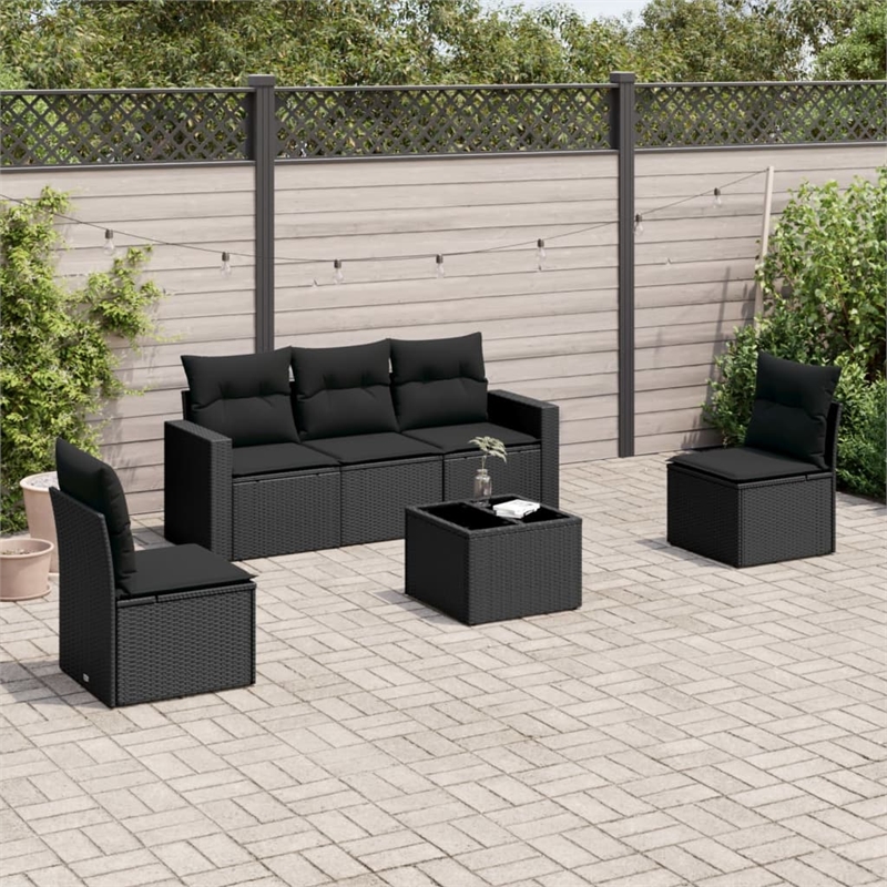 vidaXL 6 Piece Steel Small Sofa Set in Black