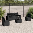 vidaXL 6 Piece Steel Small Sofa Set in Black