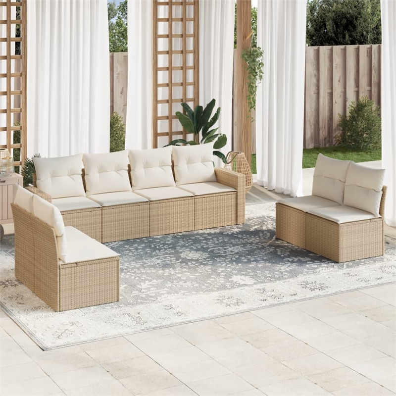 vidaXL 8 Piece Steel Sofa Set in Cream/Beige