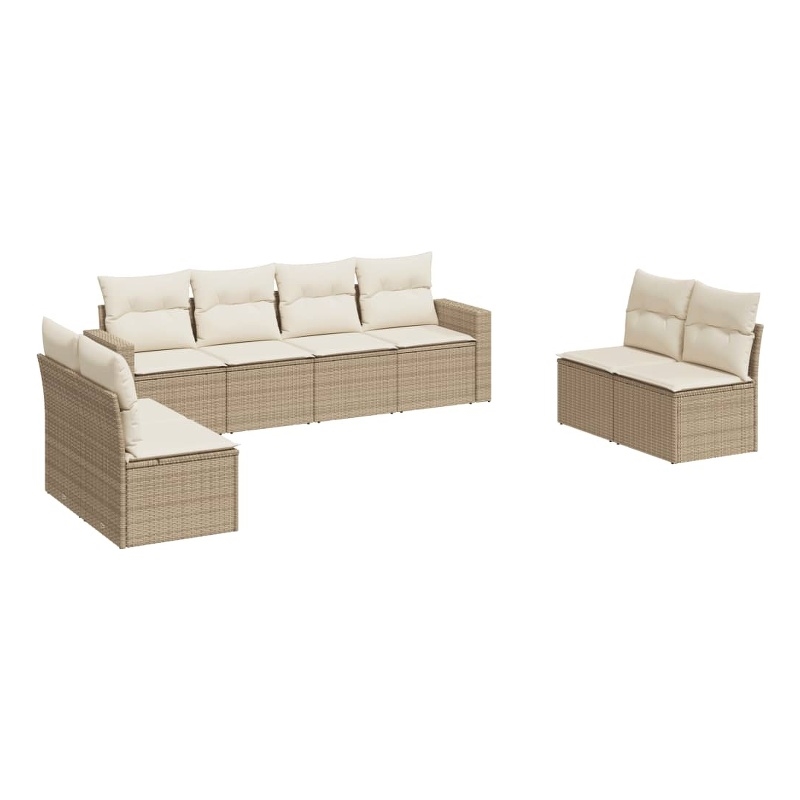 vidaXL 8 Piece Steel Sofa Set in Cream/Beige