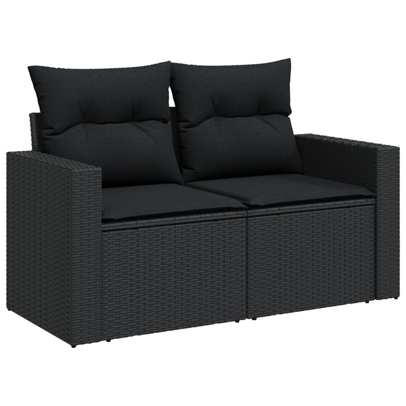 vidaXL 9 Piece Poly Rattan Sofa Set in Black