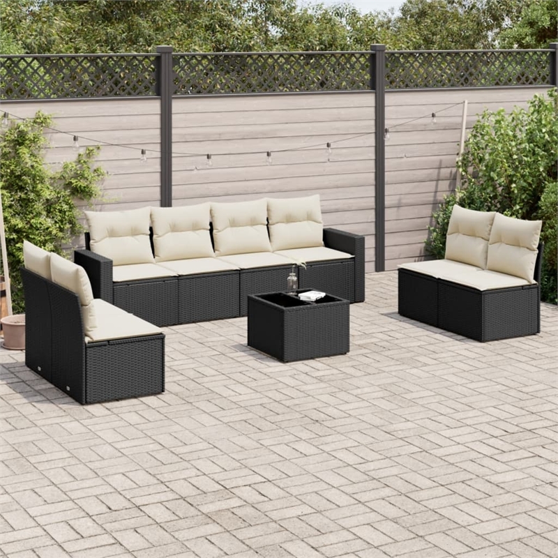vidaXL 9 Piece Sofa Set in Black/White/Cream