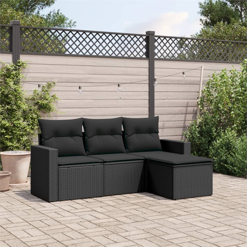 vidaXL 4 Piece Steel Sofa Set in Black