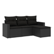 vidaXL 4 Piece Steel Sofa Set in Black