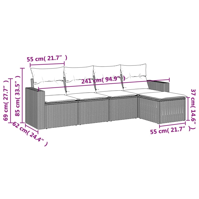 vidaXL Steel Sofa Set in Gray