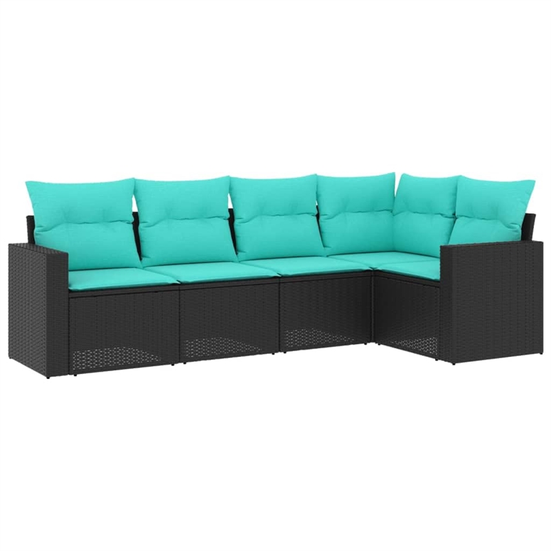 vidaXL 5 Piece Poly Rattan Sofa Set in Black