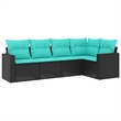 vidaXL 5 Piece Poly Rattan Sofa Set in Black