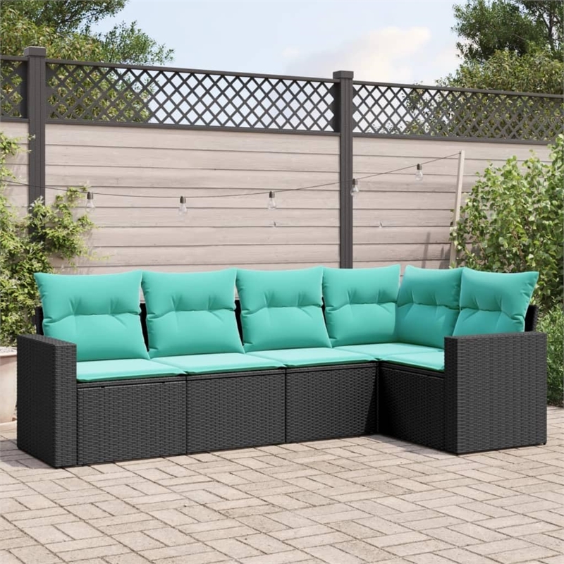 vidaXL 5 Piece Poly Rattan Sofa Set in Black