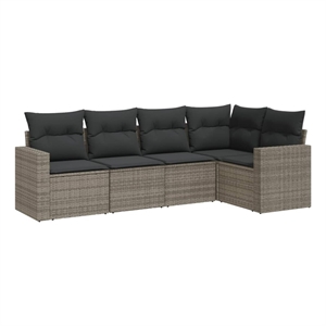 vidaXL Poly Rattan Large Sofa Set in Gray