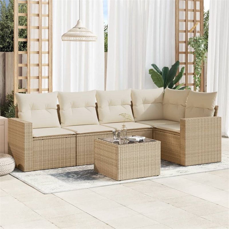 vidaXL Poly Rattan Sofa Set in Beige