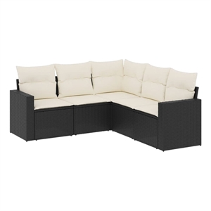vidaXL 5 Piece Sofa Set in Black/White/Cream