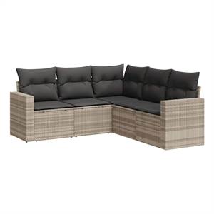 vidaXL 5 Piece Steel Sofa Set in Gray
