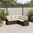 vidaXL 5 Piece Steel Sofa Set in Brown/Cream