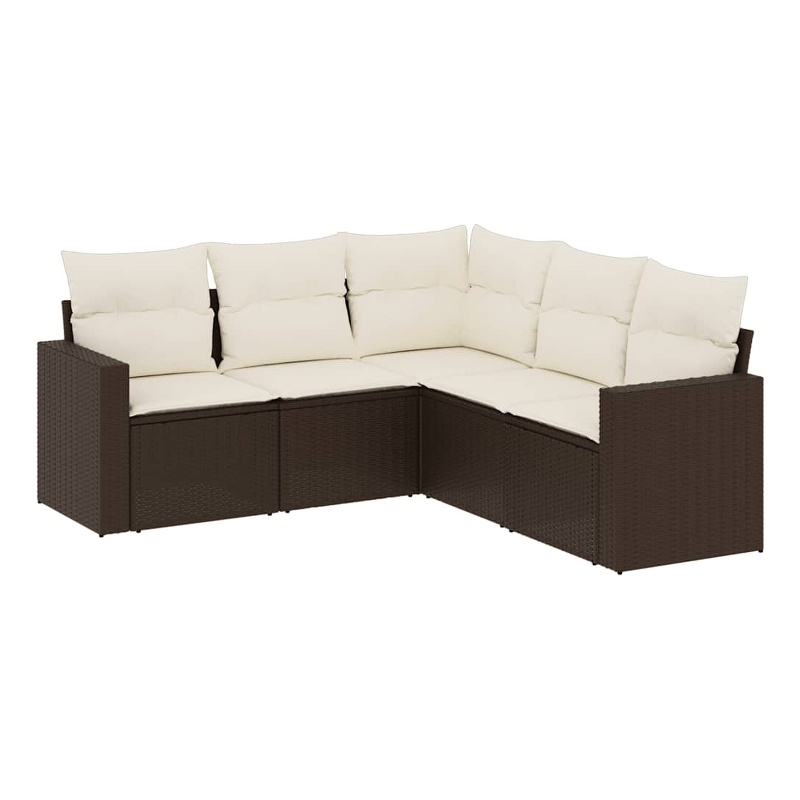 vidaXL 5 Piece Steel Sofa Set in Brown/Cream