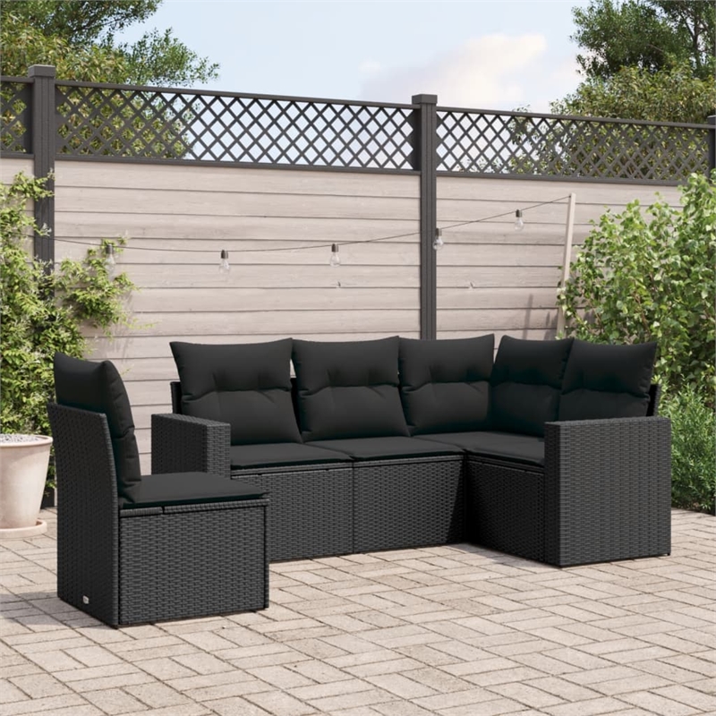 vidaXL Poly Rattan Small Sofa Set in Black