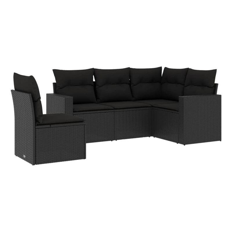 vidaXL Poly Rattan Small Sofa Set in Black