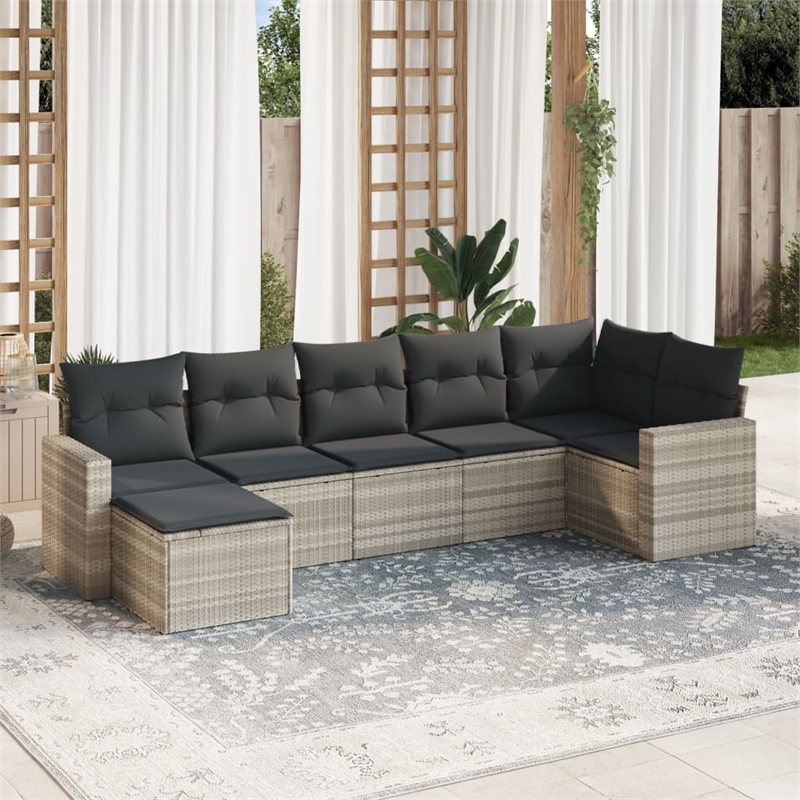 vidaXL Poly Rattan Sofa Set in Gray