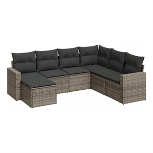 vidaXL 7 Piece Poly Rattan Large Sofa Set in Gray