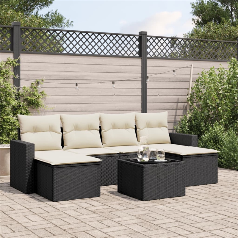 vidaXL 7 Piece Steel Sofa Set in Black