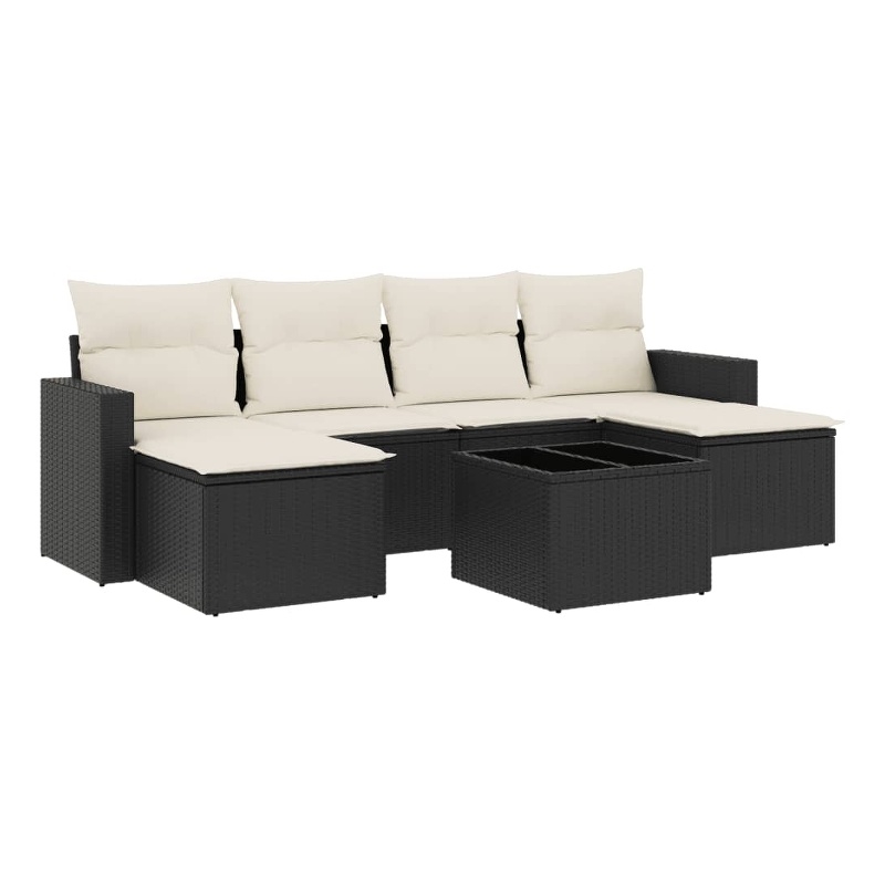 vidaXL 7 Piece Steel Sofa Set in Black