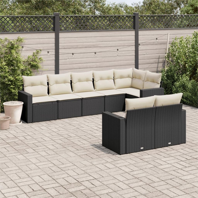 vidaXL 8 Piece Sofa Set in Black/White/Cream