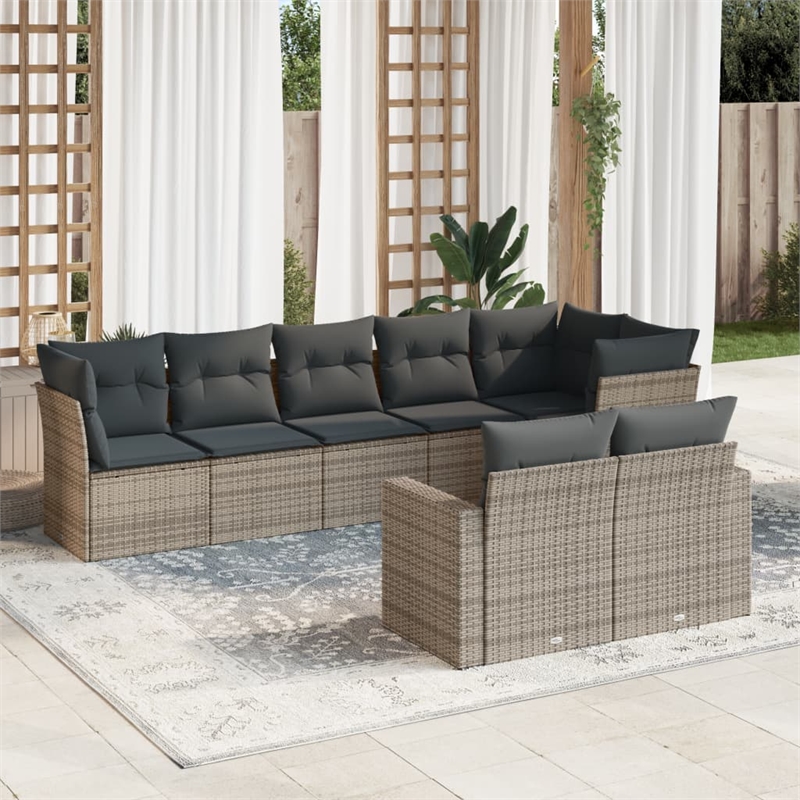 vidaXL 8 Piece Poly Rattan Patio Sofa Set