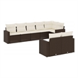 vidaXL 8 Piece Steel Large Sofa Set in White/Brown/Cream