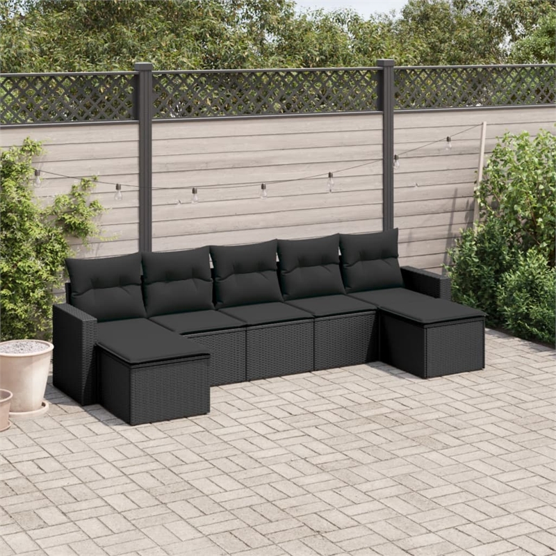 vidaXL 7 Piece Steel Large Sofa Set in Black