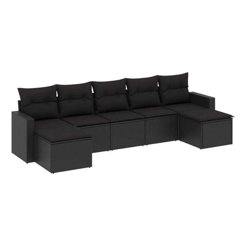 vidaXL 7 Piece Steel Large Sofa Set in Black