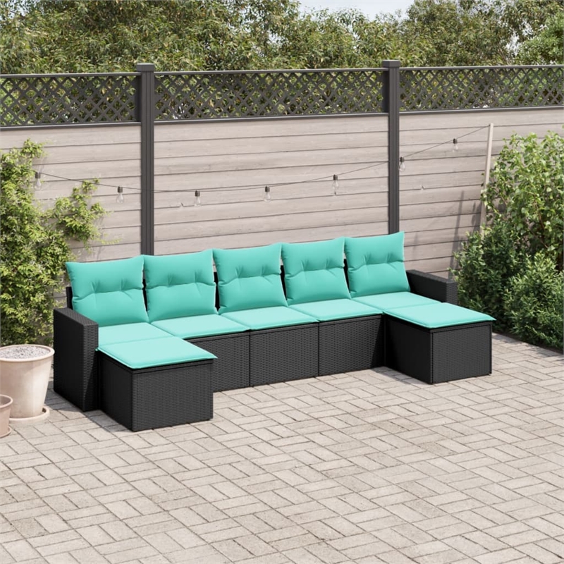 vidaXL 7 Piece Steel Sofa Set in Black/Blue