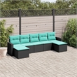 vidaXL 7 Piece Steel Sofa Set in Black/Blue