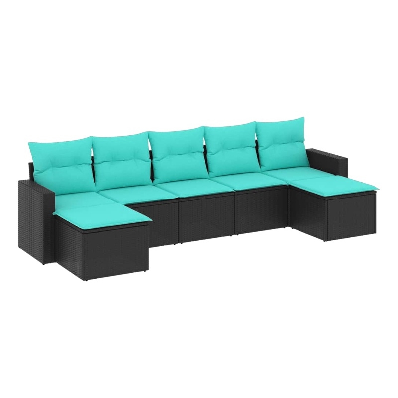vidaXL 7 Piece Steel Sofa Set in Black/Blue