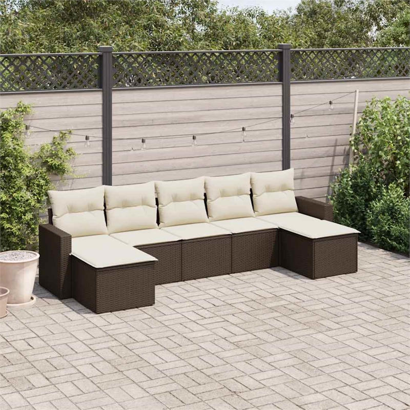 vidaXL 7 Piece Steel Sofa Set in Brown