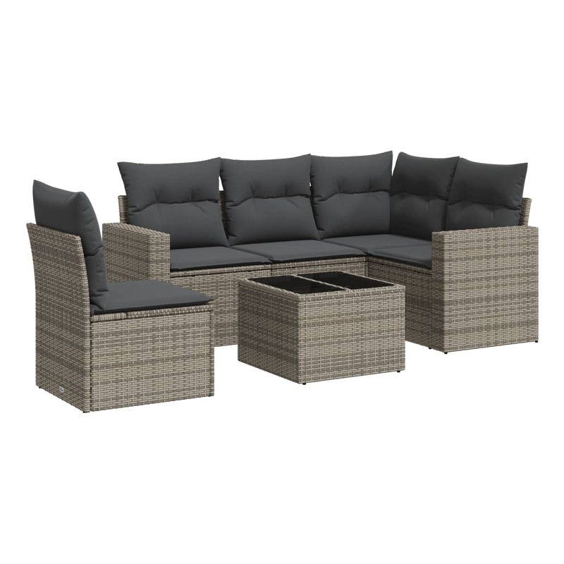 vidaXL Poly Rattan Sofa Set in Gray
