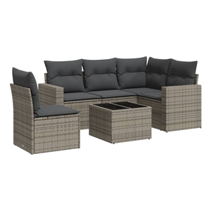 vidaXL Poly Rattan Sofa Set in Gray
