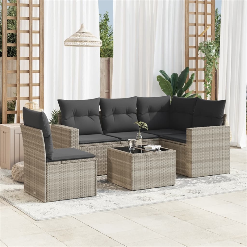 vidaXL Poly Rattan Sofa Set in Gray