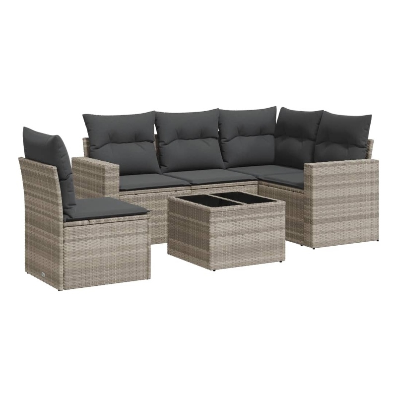 vidaXL Poly Rattan Sofa Set in Gray