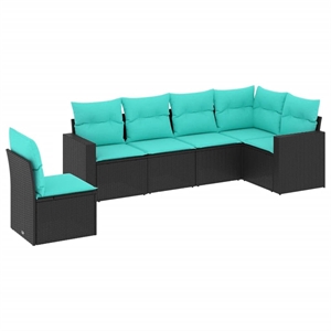 vidaXL 6 Piece Steel Sofa Set in Black