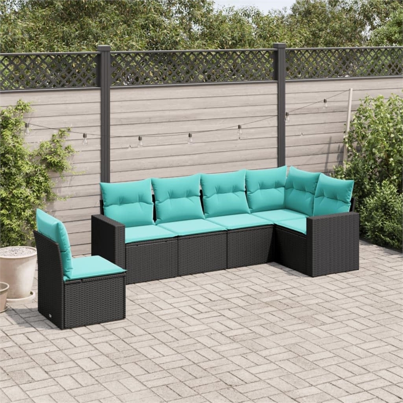 vidaXL 6 Piece Steel Sofa Set in Black