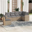 vidaXL Poly Rattan Sofa Set in Gray/Beige