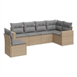 vidaXL Poly Rattan Sofa Set in Gray/Beige