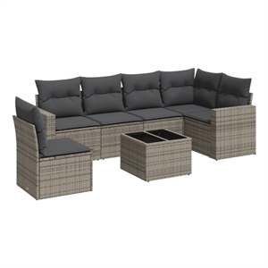 vidaXL 7 Piece Poly Rattan Sofa Set in Gray