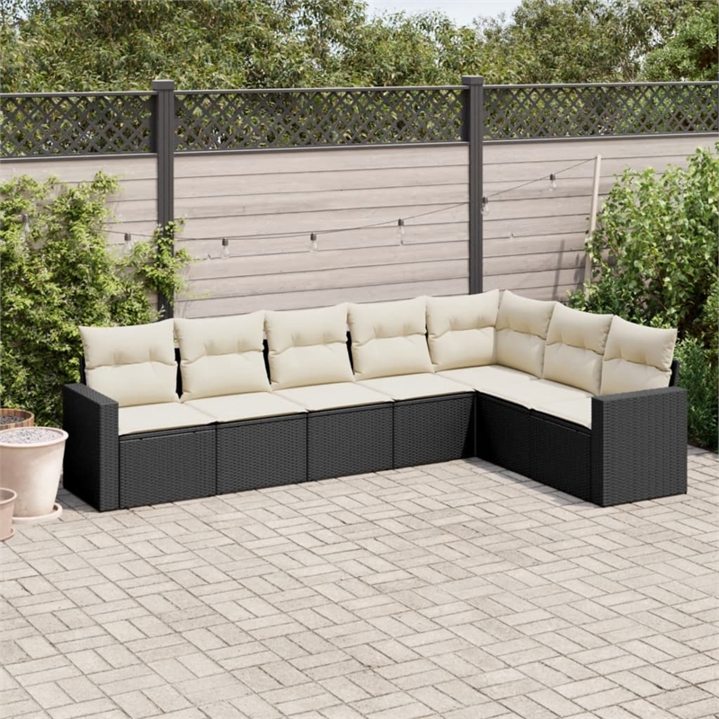 vidaXL 7 Piece Steel Large Sofa Set in Black