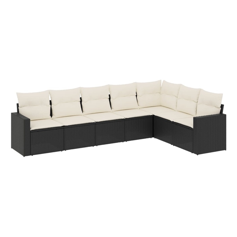 vidaXL 7 Piece Steel Large Sofa Set in Black