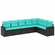 vidaXL 7 Piece Poly Rattan Small Sofa Set in Black/Blue
