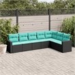 vidaXL 7 Piece Poly Rattan Small Sofa Set in Black/Blue