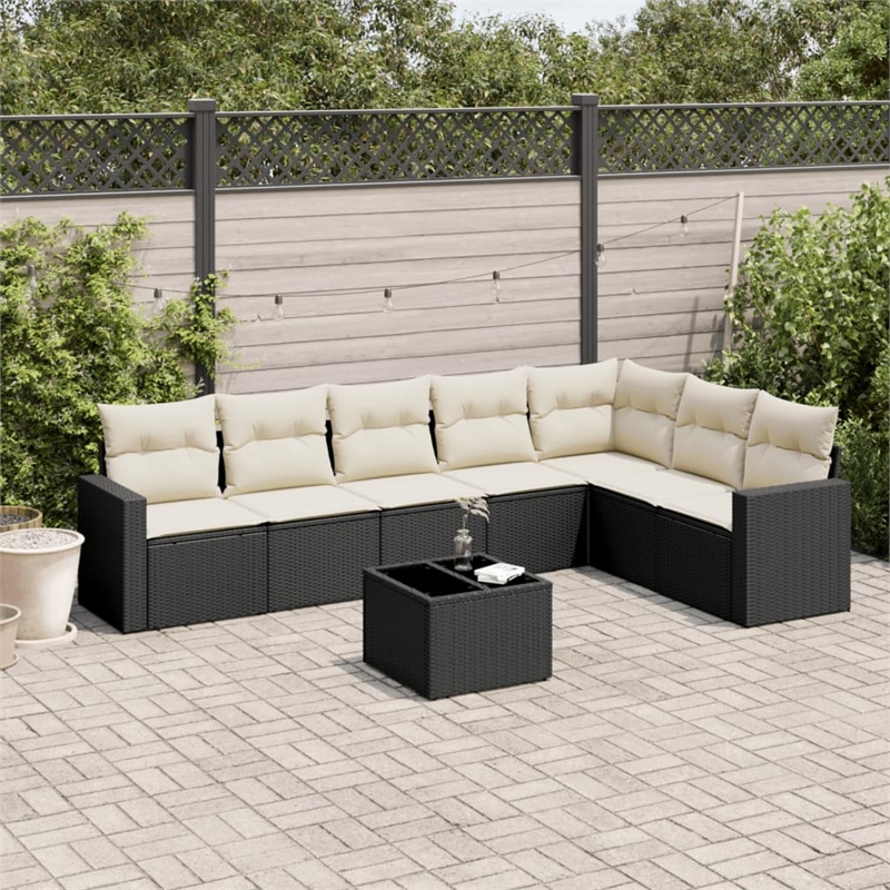 vidaXL 8 Piece Steel Sofa Set in Black