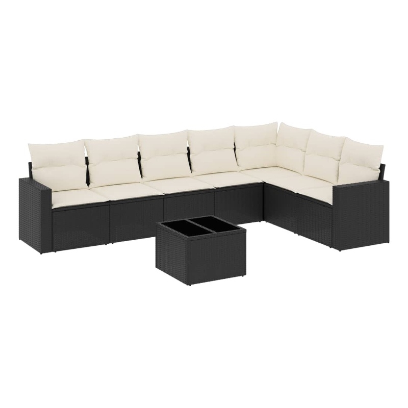 vidaXL 8 Piece Steel Sofa Set in Black